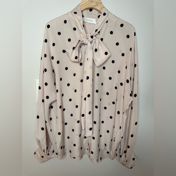 NWT ZIMMERMANN Batwing Polka Dot-Print Shirt $595 AU 0/ Small - Picture 5 of 12